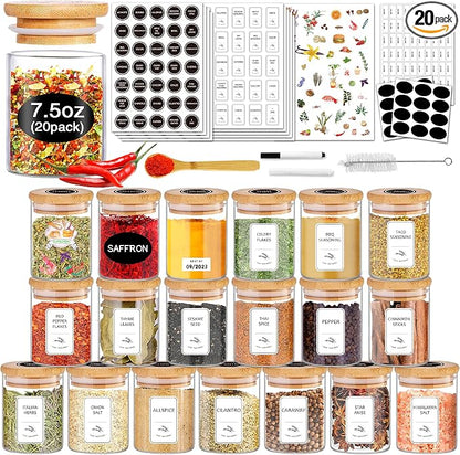 SLifeJars-Spice Jars with Label, 7.5 oz 20pcs Spice Containers Glass Jars with by LockinGoodnessSimplifyYou