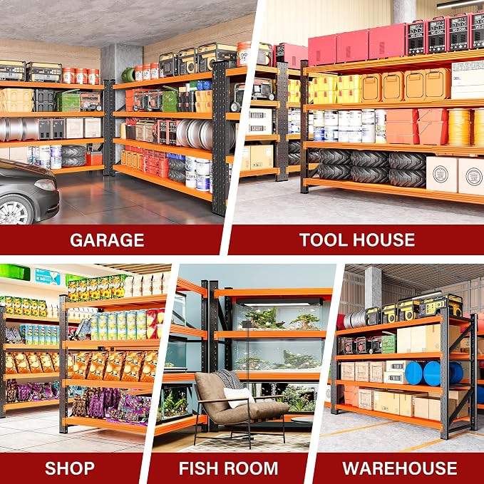 71.3" Wide Heavy Duty Garage Shelving Units, 5000LBS Deep Storage Shelves - Image 5