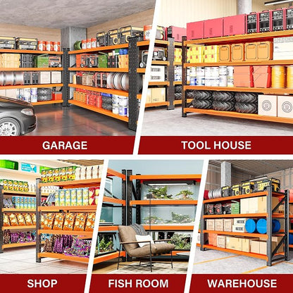 71.3" Wide Heavy Duty Garage Shelving Units, 5000LBS Deep Storage Shelves - Image 5