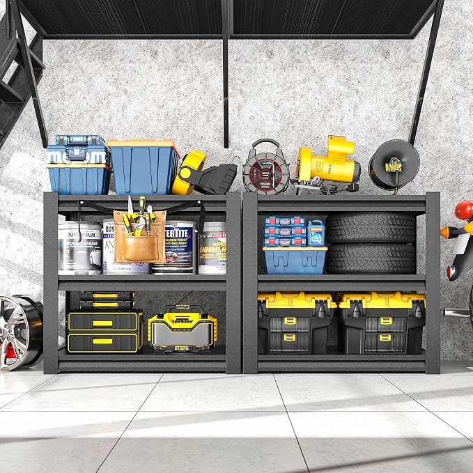 Garage Shelving, Garage Adjustable Storage Shelves 3 Tier Storage Shelves - Image 2