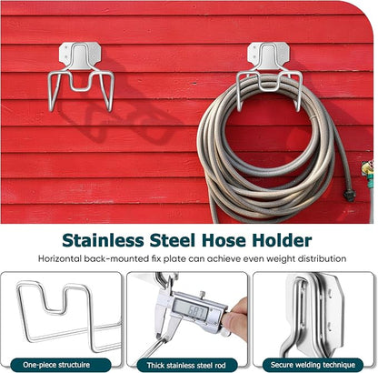 HaSteeL 18/0 Stainless Steel Garden Hose Holder Hook, Metal Wall Mount Hanger - Image 3