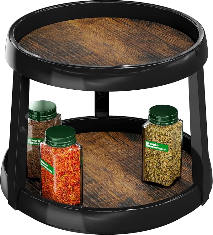 Simple Houseware 2-Tier Lazy Susan Spice Organizer, 10-Inch Diameter, Rustic by SimpleHouseware