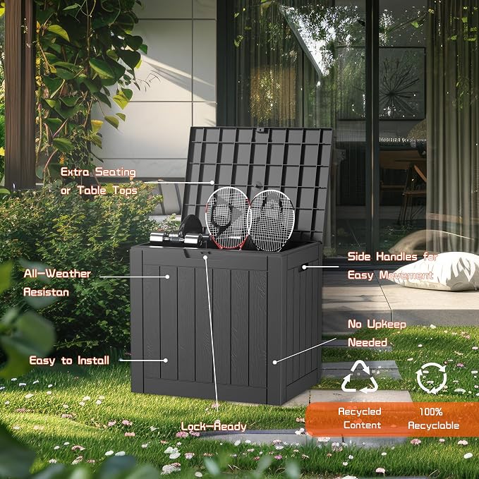 30 Gallon Outdoor Storage Box, Resin Deck Boxes Waterproof, Indoor Outdoor Bin - Image 5
