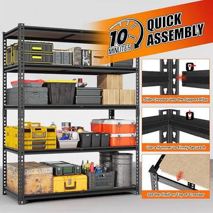 71.9" H 39.4" W Garage Shelving 3000lbs Garage Storage Shelves, Adjustable - Image 5