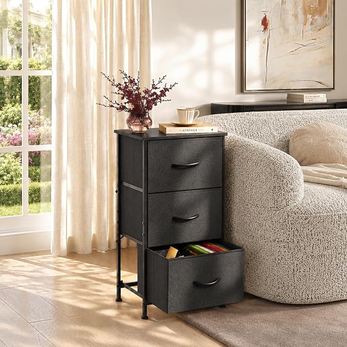 WLIVE Dresser with 3 Drawers, Fabric Nightstand, Organizer Unit, Storage Dresser - Image 4
