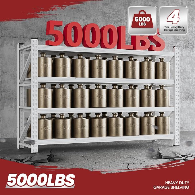 71" Wide Storage Shelves, 5000LBS Garage Shelving Heavy Duty, Standing Shelf - Image 9
