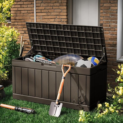Greesum 82 Gallon Resin Deck Box All Weather Large Outdoor Storage - Image 3
