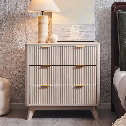 T4TREAM Fluted 3 Drawers Nightstand, Oversized Extra Large Modern Side Table by T4TREAMFurniture