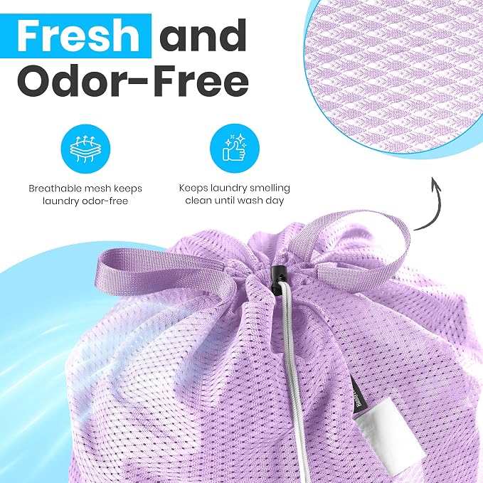 Handy Laundry XL Heavy Duty Mesh Laundry Bag 24x36 in, Drawstring Purple | - Image 5