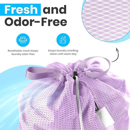 Handy Laundry XL Heavy Duty Mesh Laundry Bag 24x36 in, Drawstring Purple | - Image 5