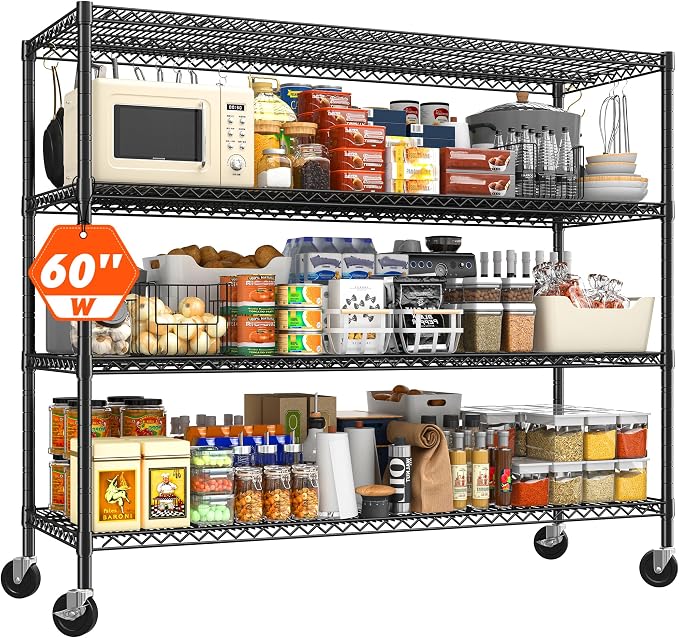 REIBII 60" W ×24" D×65.3" H, 4 Tier Wire Shelving 2878LBS Heavy Duty Steel - Image 8