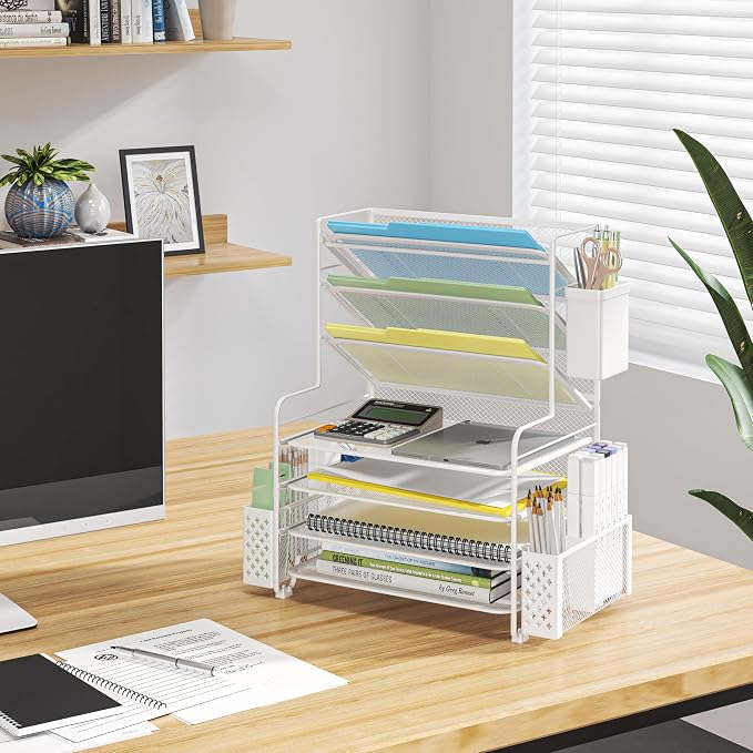 Simple Trending 7 Tier Desk File Organizer, Letter Tray Paper Organizer - Image 6