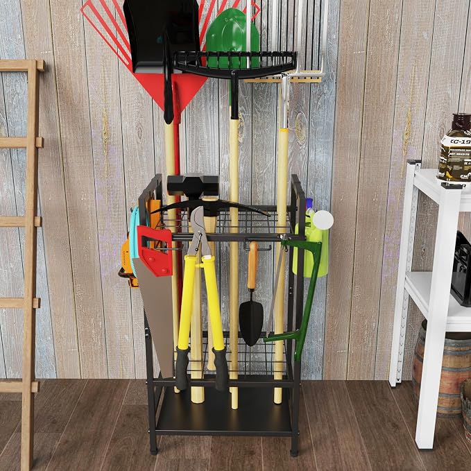 Garden Tool Organizer for Garage, Yard Tool Rack, Holds Up to 36 Long-Handled - Image 7