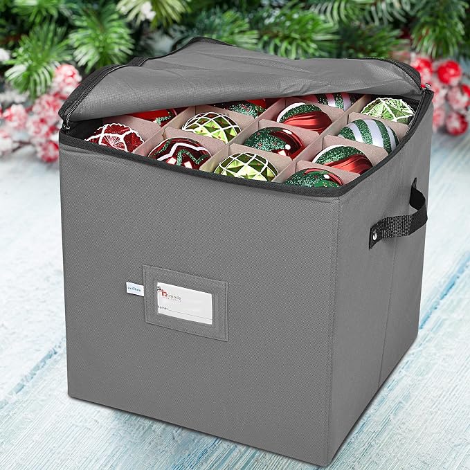 Christmas Ornament Storage Box, 4 Individual Trays Xmas Storage Container - Image 3