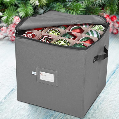 Christmas Ornament Storage Box, 4 Individual Trays Xmas Storage Container - Image 3