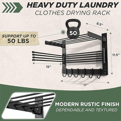 BATODA Wall-Mounted Steel Clothes Drying Rack - Image 3
