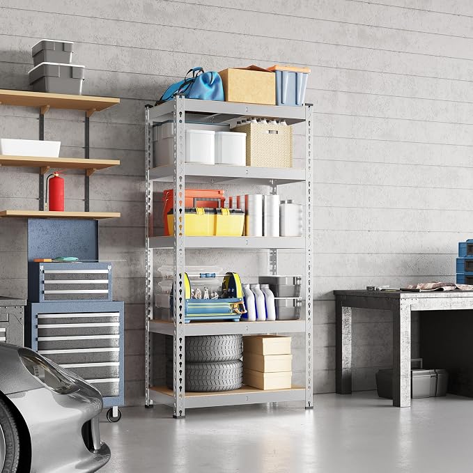Yaheetech 5-Tier Heavy Duty Storage Shelves 28" W x 12" D x 60" H Silver | - Image 7