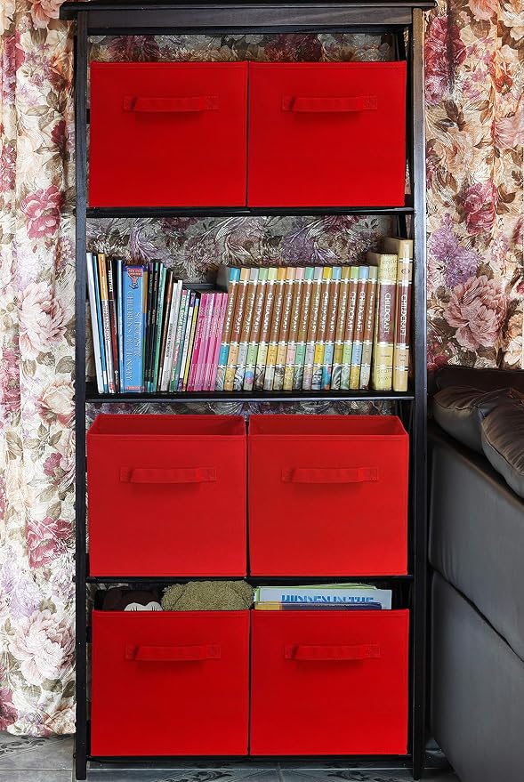 Simple Houseware Foldable Cube Storage Bins, 11-Inch Red - Image 6