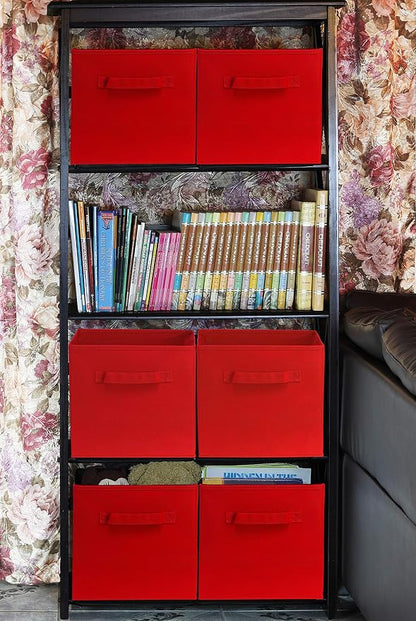 Simple Houseware Foldable Cube Storage Bins, 11-Inch Red - Image 6