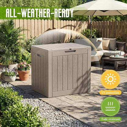 Vixzen 35 Gallon Deck Boxes Outdoor Waterproof, Lockable Resin Storage Box - Image 7