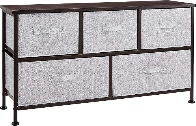 Amazon Basics Extra Wide Fabric 5-Drawer Storage Organizer Unit by AmazonBasics