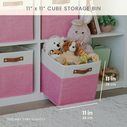OrganiHaus 11" x 11" x 11" Fabric Cubes Storage Bins Set of 4, Foldable - Image 2