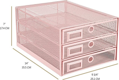 Annova Desk Organizer Wire Mesh 3 Tier Sliding Drawers Paper - Image 2