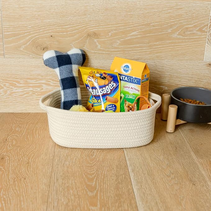NaturalCozy 5-Piece Rectangle Storage Basket Set- Natural Cotton Rope Woven - Image 7
