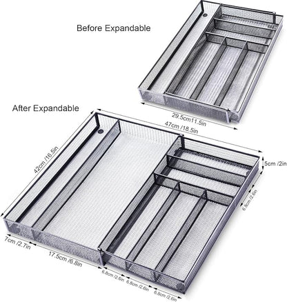 WuGeShop Expandable Office Desk Organizer, 7 compartments Mesh Desk Drawer - Image 7