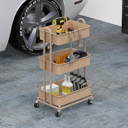 Simple Houseware 3-Tier Heavy Duty Metal Utility Rolling Cart - Image 6