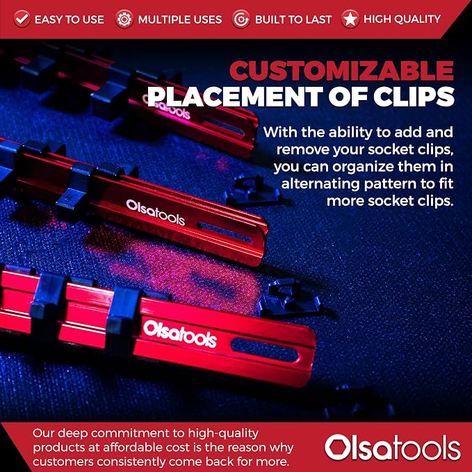 Olsa Tools 3-Pc Set Aluminum Socket Organizer | Locking End Caps | 1/4-Inch - Image 5