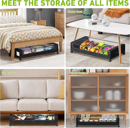 Tututry Under Bed Storage with Wheels, XXL 60L Under the Bed Storage Bins - Image 5