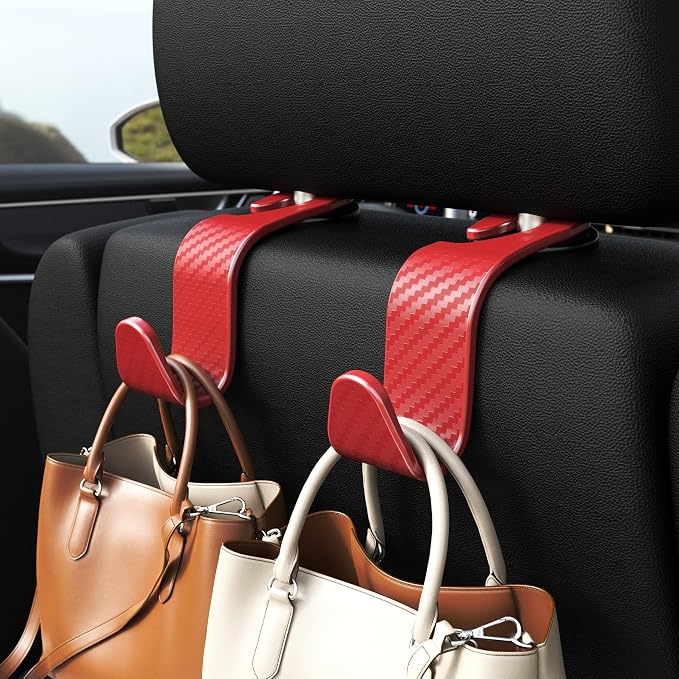 Amooca Car Seat Headrest Hook 4 Pack Hanger Universal Vehicle Car Storage - Image 2