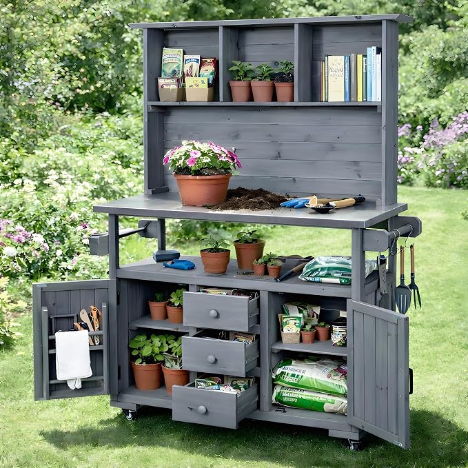Merax Potting Bench with Stainless Steel top by Merax