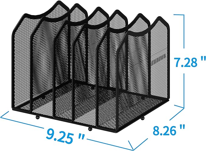 Simple Trending Mesh Desktop File Sorter Organizer, 5-Section Bookshelf - Image 7