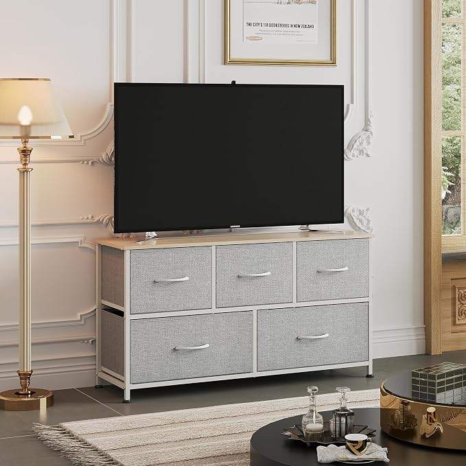WLIVE Dresser for Bedroom with 5 Drawers, Wide Chest of Drawers, Fabric Dresser - Image 2