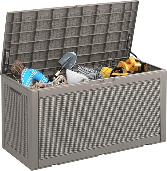 NUNU LAB 102 Gallon Large Waterproof Resin Deck Box, Lockable Outdoor Storage by NUNULAB