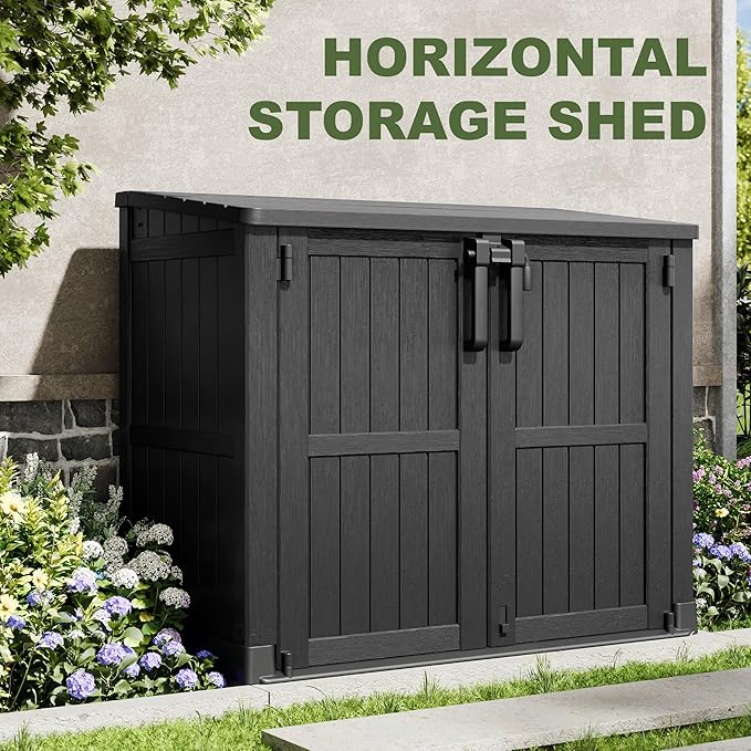 36 Cu Ft Resin Outdoor Storage Shed, Weatherproof Horizontal Outdoor Storage - Image 2