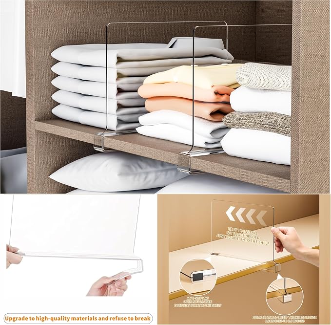 Yieach 6 Pack Clear Acrylic Shelf Divider - Image 3