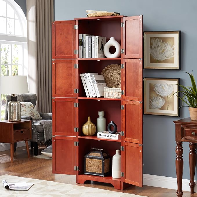 72" Tall Farmhouse Storage Cabinet, 4 Tier Kitchen Pantry Cabinet - Image 5