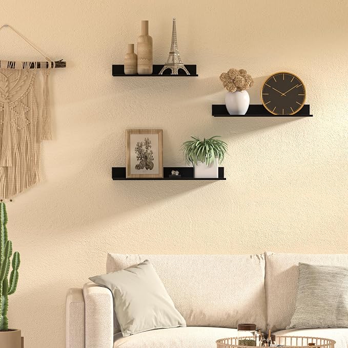 Wisfame Floating Shelves for Wall Set of 3, Modern Small Adhesive Shelf for - Image 2