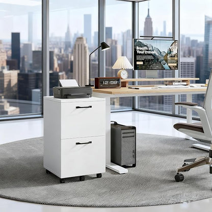 2 Drawer Filing Cabinet, Wood Rolling Filing Cabinets - Image 2
