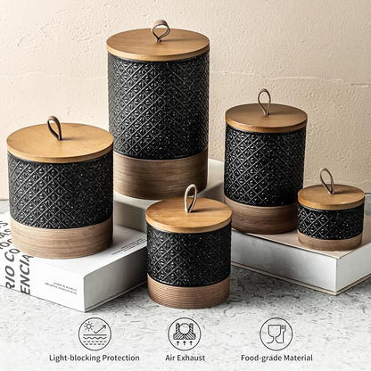 Miamolo Ceramic Jars with Lid, Small Coffee Canister with Lid, Kitchen Food - Image 7