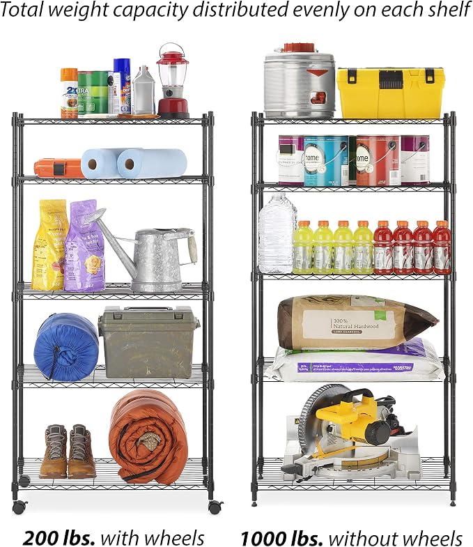 Whitmor 5 Tier Supreme Shelving Unit, Metal Storage Shelves, Adjustable Heavy - Image 6