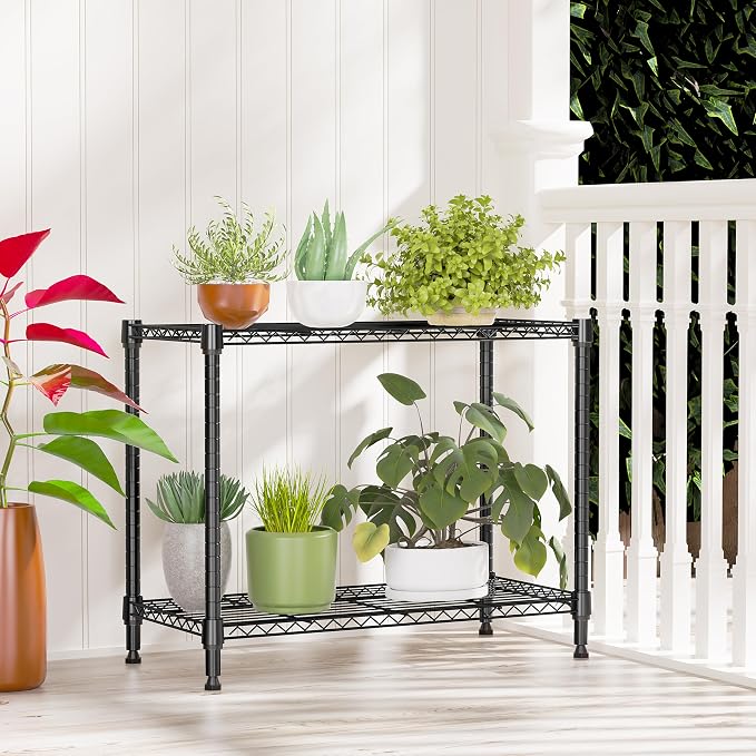 IZEUK 2 Tier Adjustable Metal Storage Shelving Unit, Heavy Duty Wire Rack - Image 5