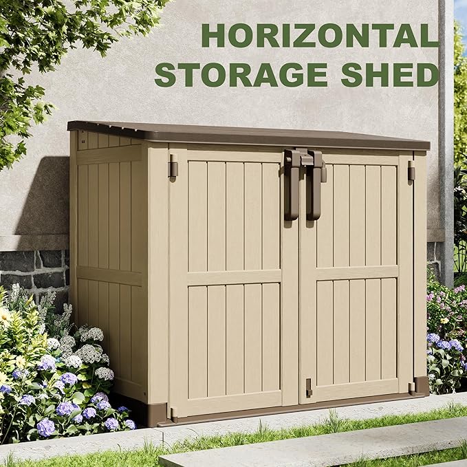 36 Cu Ft Resin Outdoor Storage Shed, Weatherproof Horizontal Outdoor Storage - Image 3