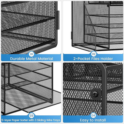 Lavatino Desk Organizer, 5-Tier Metal Mesh Paper Letter Tray - Image 6