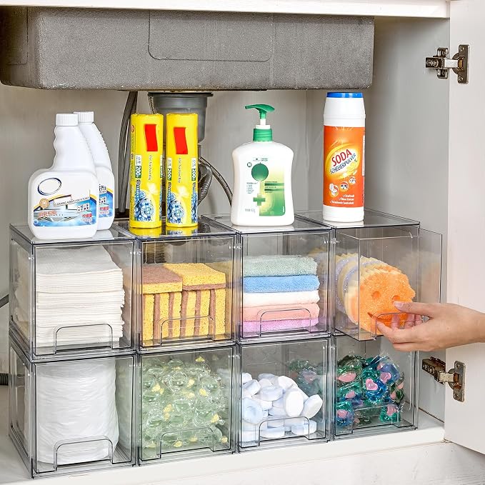 Vtopmart 8 Pack Stackable Under Sink Organizer Drawers, Baby Bottles, Cleaning - Image 5