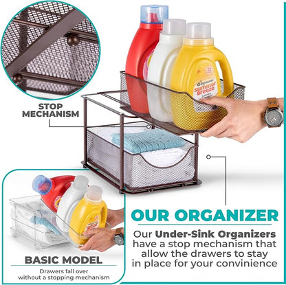 Sorbus 2 Tier Metal Under Sink Organizer - Image 4