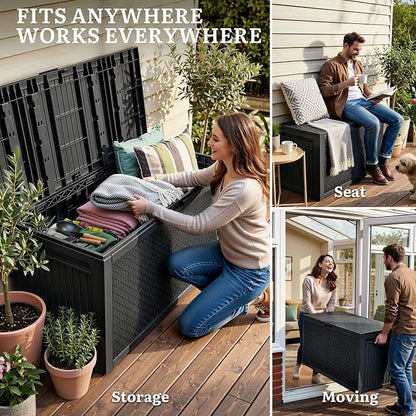 YITAHOME 95 Gallon Outdoor Storage Deck Box, Waterproof Resin Deck Box w/Handles - Image 6
